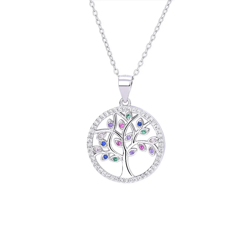 

Cross-Border S925 Sterling Silver Life Tree Fashion Pendant Rhodium Bamboo for Wedding Women's Diamond Necklace Wish Platform