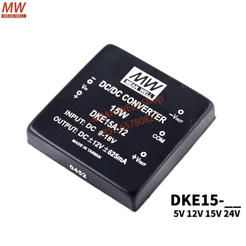 

MEAN WELL Switching Power Module 15W DC-DC Regulated Dual Output Converter DKE15A-15 DKE15A-24 DKE15B-15 DKE15B-24