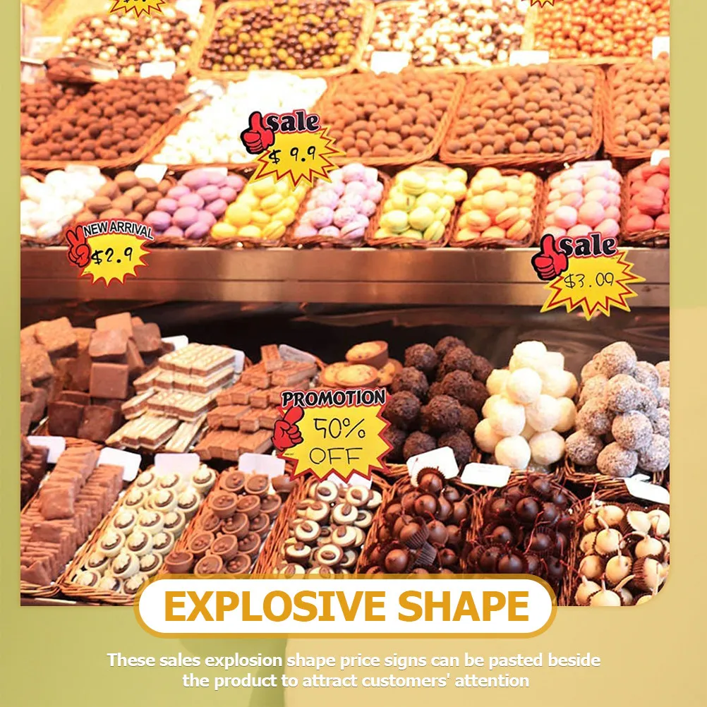 250Pcs Premium Price Labels Burst Design Permanent Marker Retail Store Shopping Mall Promotional Sale Signs Yard Sale