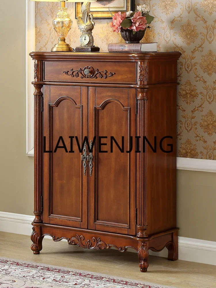 

American-Style Solid Wood Shoe Cabinet 0.8 M 1 M 1.2 M European-Style Retro Entrance Entrance Foyer Shoe Cabinet