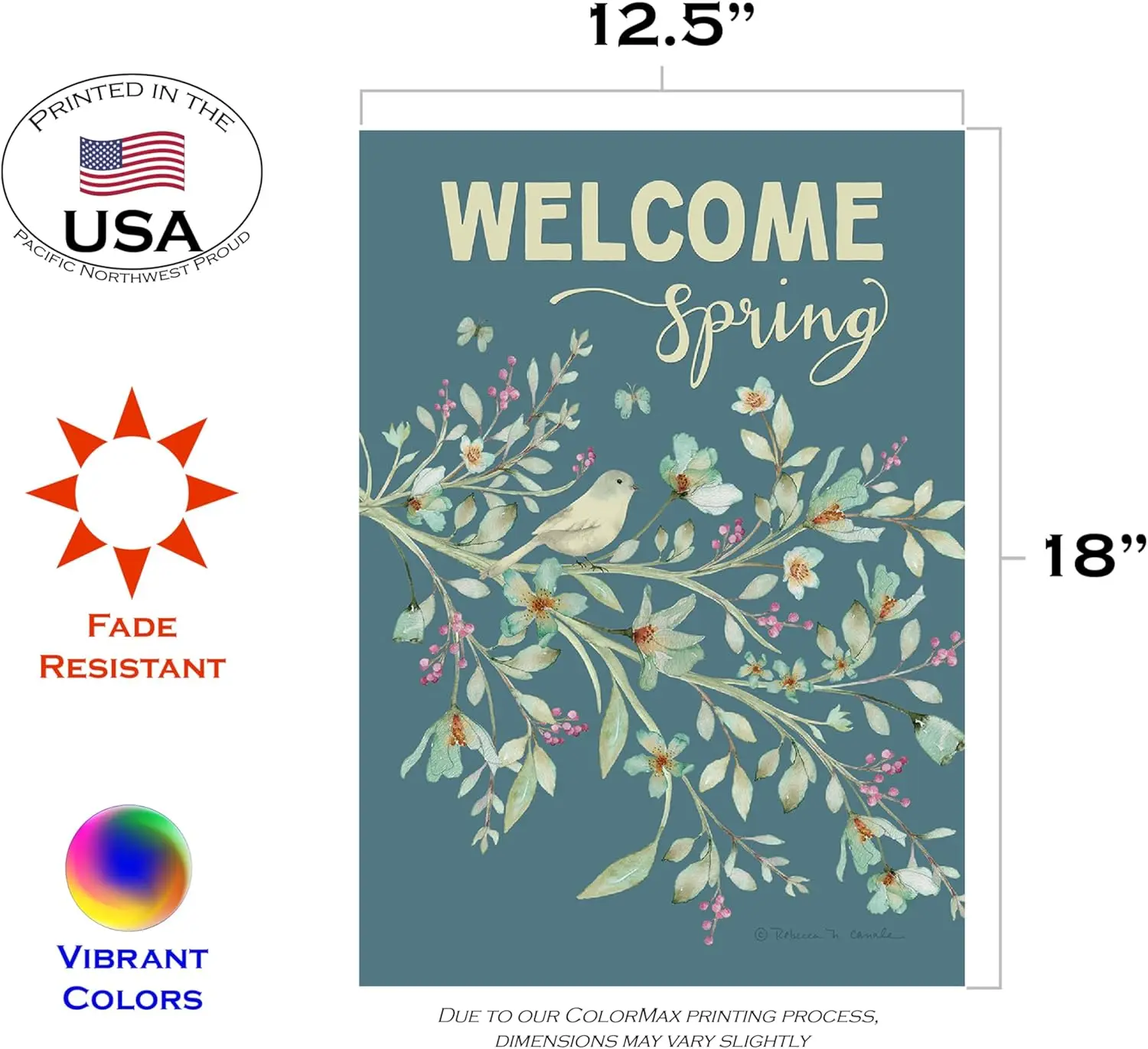 Toland Home Garden 1112561 Welcome Spring Birds Spring Flag 12x18 Inch Double Sided Spring Garden Flag for Outdoor House Flower