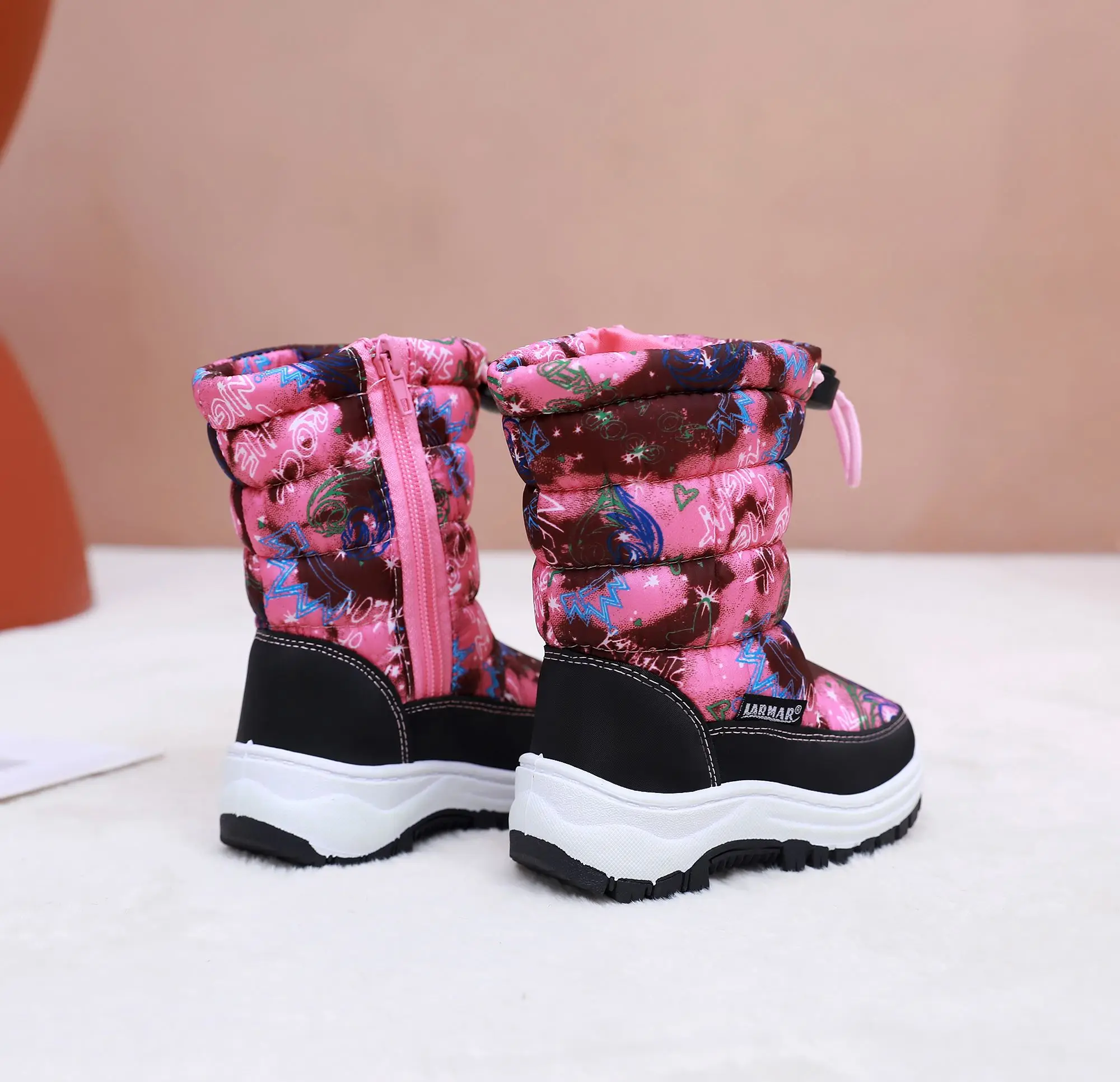 Winter Snow Boots For boys and gril High Barrel boots Winter Thickened And Fleece Plus Large Children Cotton Shoes