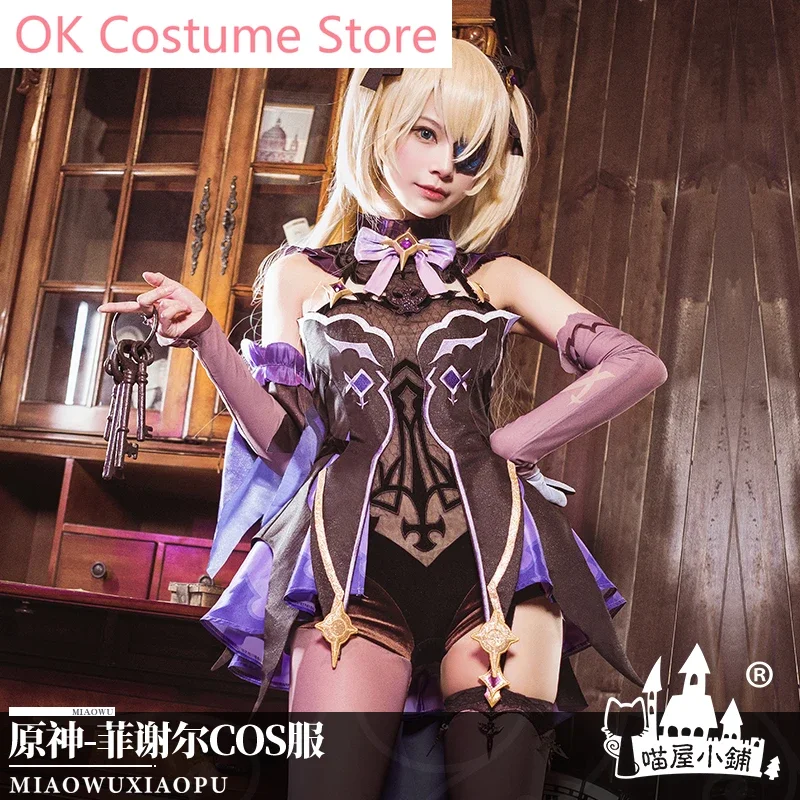 Anime! Genshin Impact Fischl Game Suit Lolita Purple Uniform Cosplay Costume Halloween Carnival Party Outfit For Women 2020 NEW