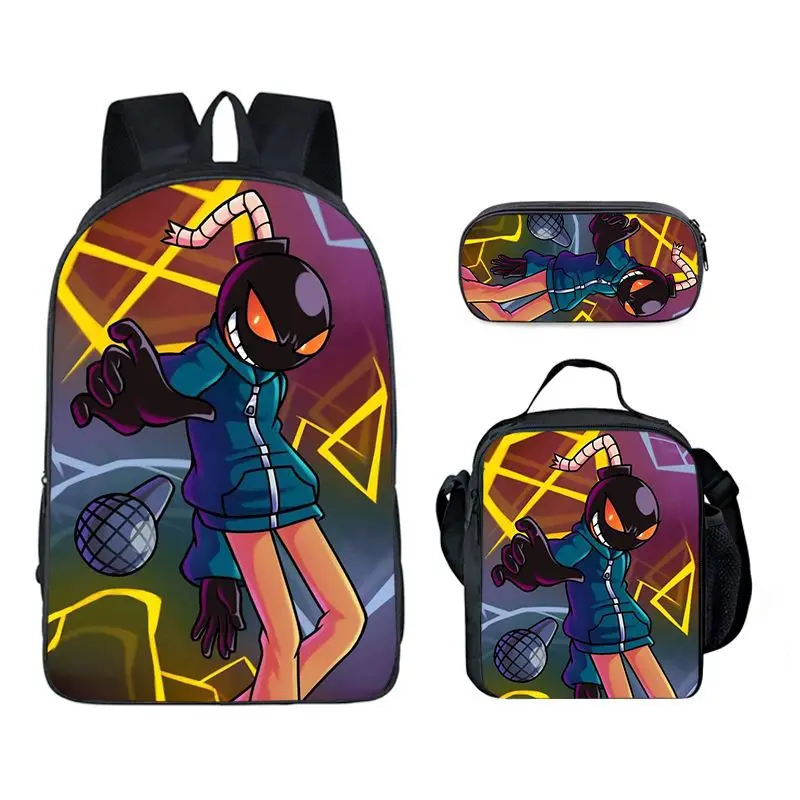 Cartoon Novelty Cool Friday Night Funkin 3D Print 3pcs/Set pupil School Bags Laptop Daypack Backpack Lunch bag Pencil Case