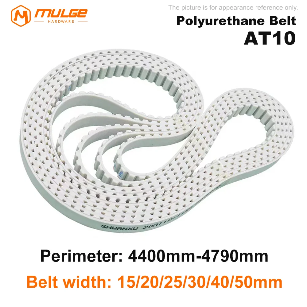 

AT10 Polyurethane Closed Loop Timing Belt Perimeter 4400mm-4790mm Width 15/20/25/30/40/50mm Pitch 10mm AT10 PU Synchronous Belt
