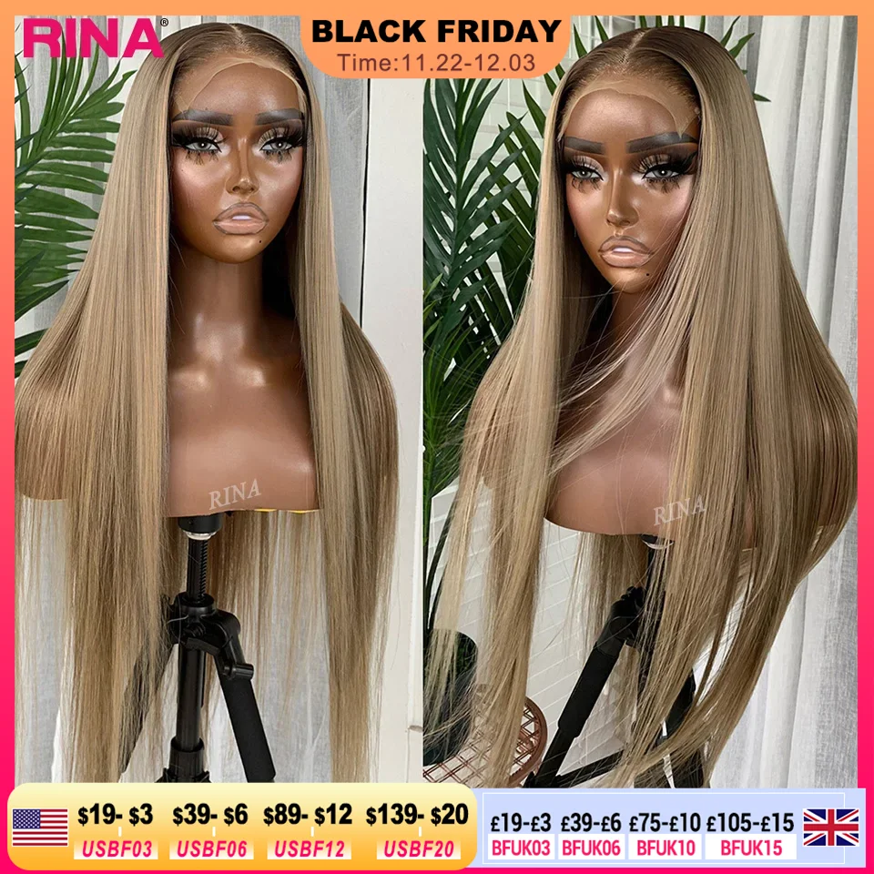 Ombre Blonde 13X6 13X4 Transparent Lace Frontal Wig Straight  Blonde with 1B Roots Wig Human Hair Lace Front Wig 5X5 Closure Wig