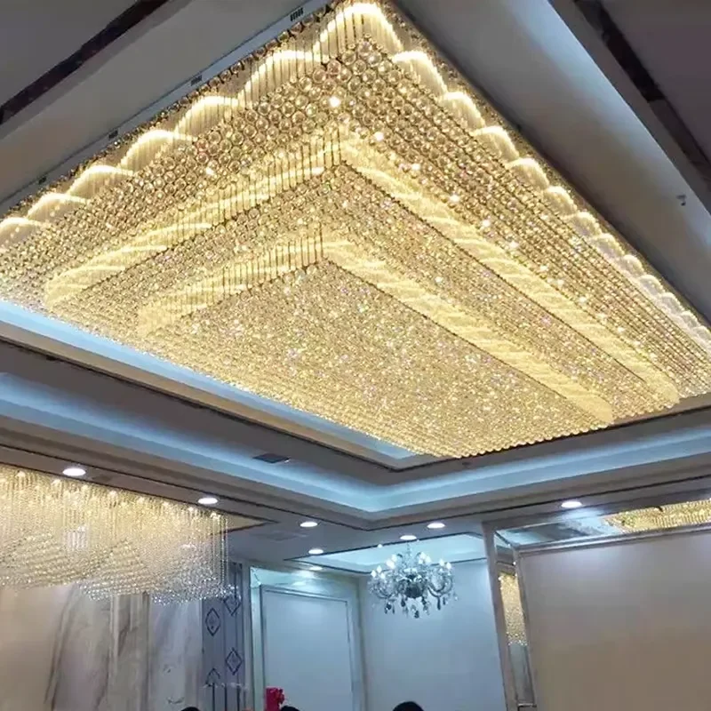 Modern Large LED Crystal Chandelier Ceiling Light for Wedding Banquet Luxury Lighting Fixture