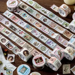 Mr. Paper 4 styles 4roll / package stamp die-cut washi tape coffee plant theme DIY handbook journal decoration stickers