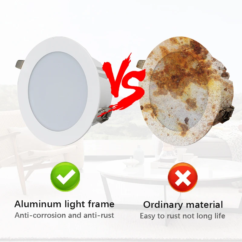 12W กันน้ำ Downlight Led Anti Fog Downlight ฝังโคมไฟติดเพดาน Anti Glare Spotlight ห้องนั่งเล่น/ห้องครัว/ห้องนอน