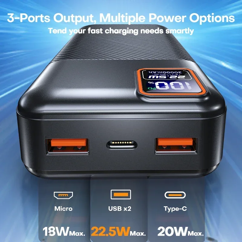 

PD20W 20000W Large Capacity Power Bank 22.5W Fast Charging Portable Charger For iPhone Samsung Xiaomi 2025