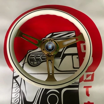 클래식 화이트 ABS 우드 나르디 스티어링 휠, 자동차 랠리 레이싱 JDM 나르디 스티어링 휠, VW 혼다 도요타 BMW용 볼란트, 15 인치