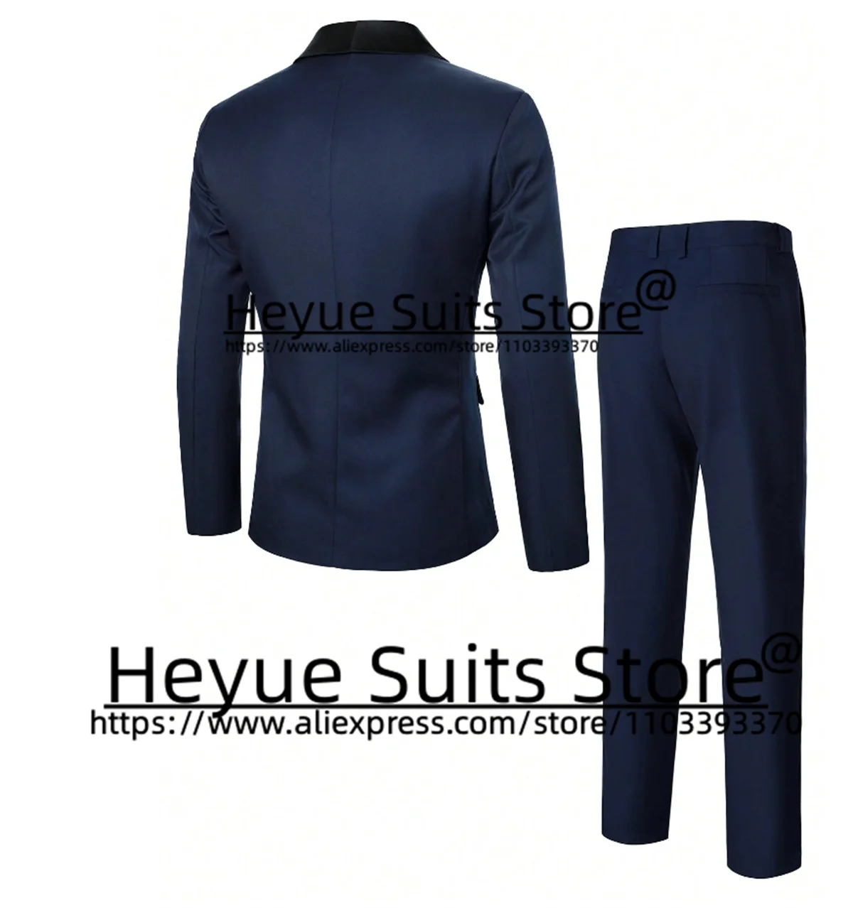 Marineblau Büroarbeit Männer Anzüge Slim Fit schwarz Schal Revers Bräutigam Hochzeit Smoking 3 Stück Sets Business männliche Blazer Terno Masculino