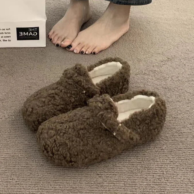 

Fur Women Cotton Shoes Designer Casual Short Plush Woman Boots Snow 2025 Fashion Warm Loafers Sneakers Comfort New Mujer Botas