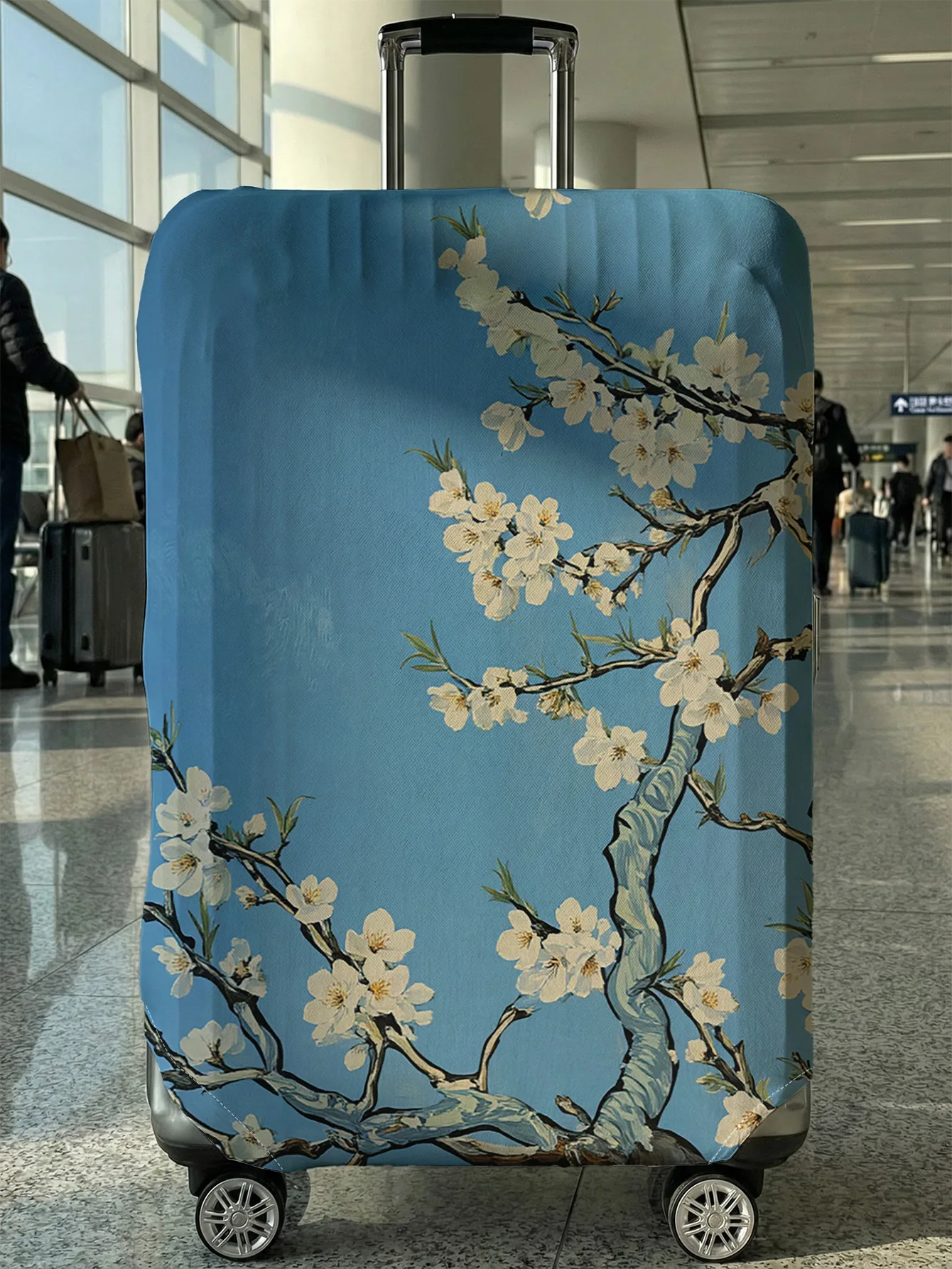 Van Gogh Mandelblüten-Ölgemälde-Druck Kofferhülle, Geeignet für 18-32 Zoll Koffer, Koffergriff-Handschuh, Reisezubehör