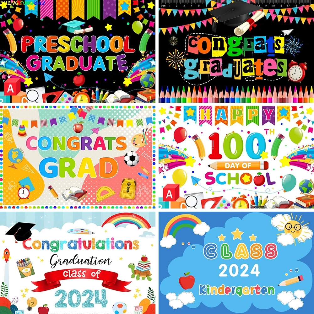 

Kindergarten Graduation Party Photo Background Class Of 2025 Color Dots Pattern Customize Photographic Poster Children Backdrops