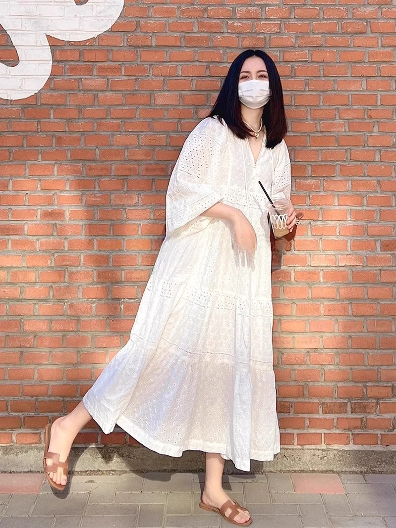 

Элегантное женское кружевное платье Rouje Kefss High-End белого цвета, приталенное, длинное, для весеннего чаепития, коллекция 2024