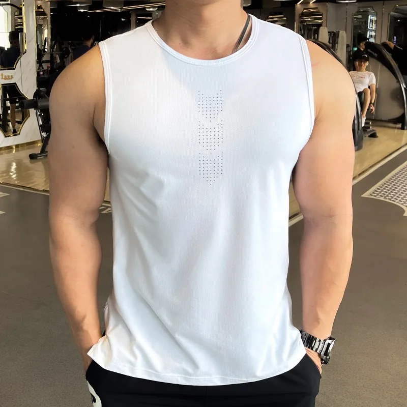 Men's Gym Tank Top Fitness Training Clothing Quick-drying Loose Bodybuilding Sleeveless Shirt Men Fashion Mesh Basketball Vest