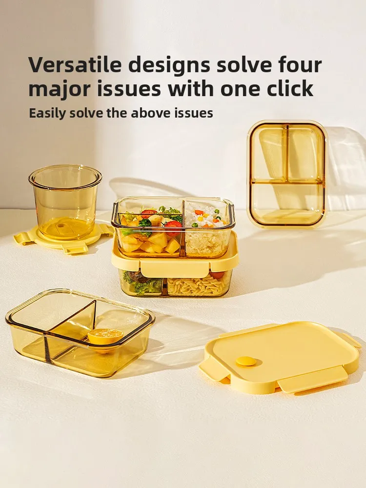 Modern Housewife Glass Lunch Box Microwave Heating Preservation Container Office Workers Meal Box with Rice Compartment view 5