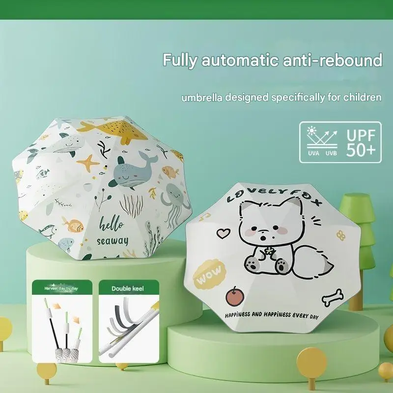 

Детский зонт для студентов, школьный, предназначенный для мальчиков и девочек, милый полностью автоматический складной солнцезащитный зонт с героями мультфильмов