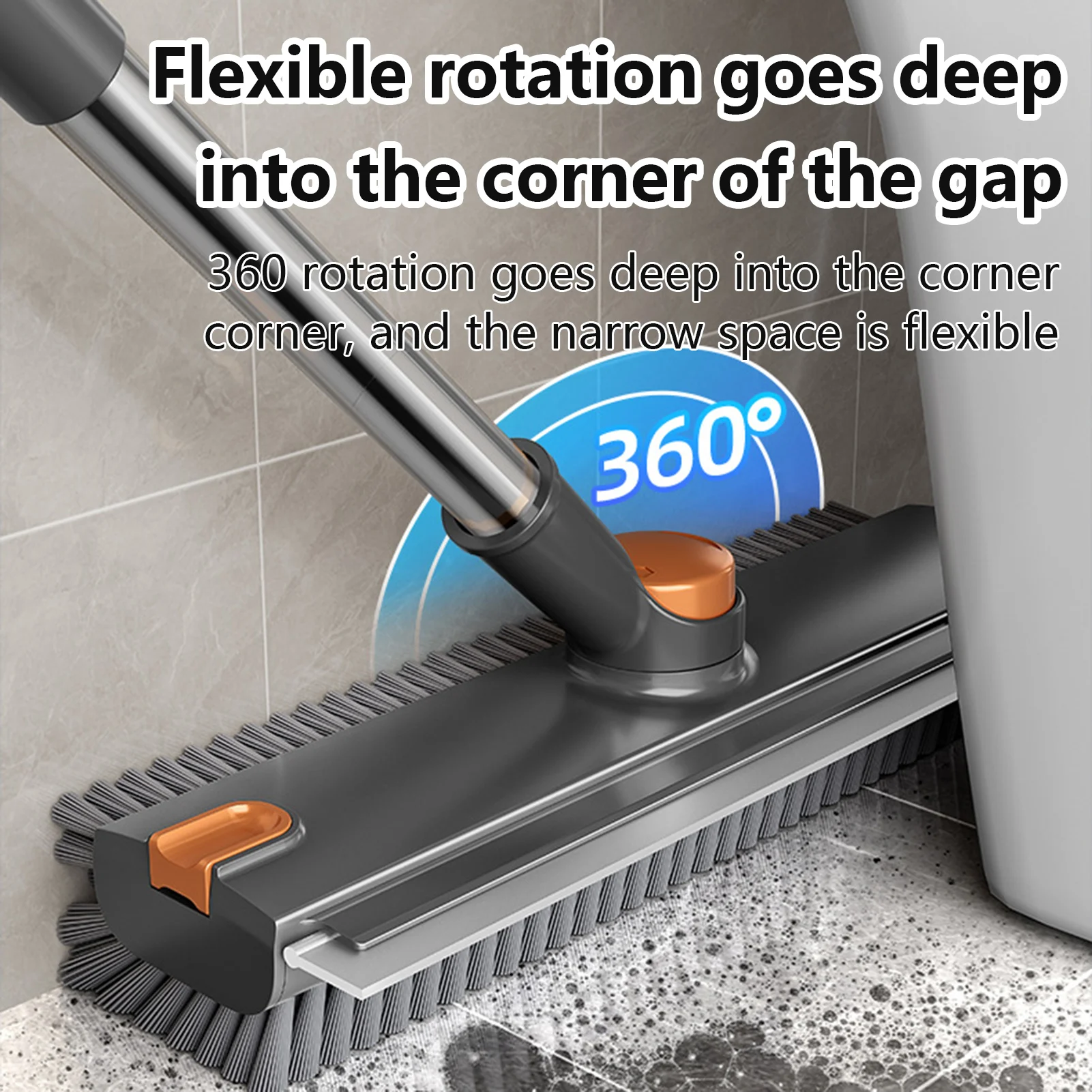 1pc Multi Angle Floor Scrubber Heavy Duty Stiff Bristle Brush for Home Cleaning, Bathroom Garage Deck Wall Scrubbing Tool