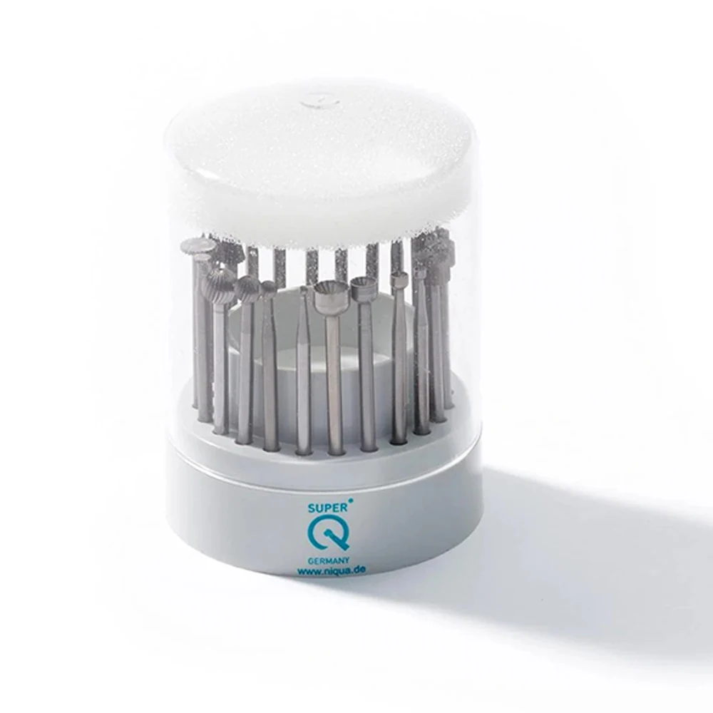 SUPER Q 23 Pcs Assorted Tool Steel Bur Set 8-Types 3-6mm Jewellery Soft Precious Metal Shaping Hollowing Rotary Burs Set