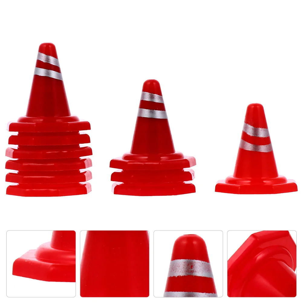 20 Pcs Sandbox Barricades DIY Traffic Sign Plastic Roadblock Simulation Table Cone Mini