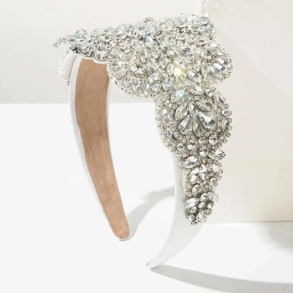 

New Full Diamond Inlay Wide Headband Sparkling Adjustable Baroque Headband Prom Party Hair Accessory