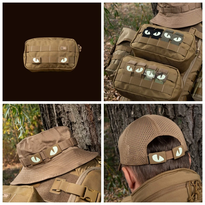 Reflective Night Light Night Recognition Badge Creative Cat Eye Hook and Loop Buckle Backpack Hat Outdoor MOLLE Pendant Tactical