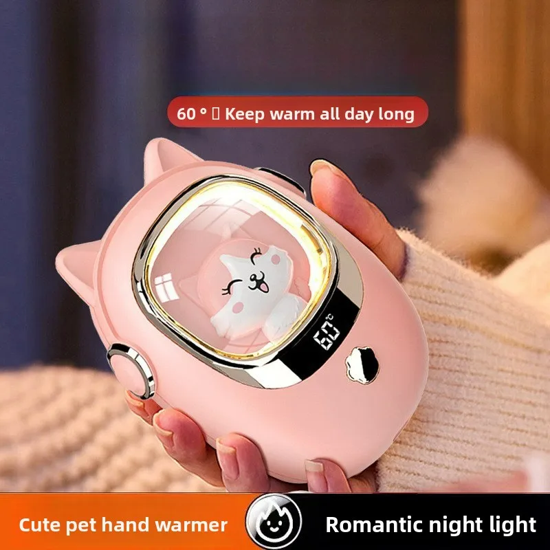 

2026 New M50 Hand Warmer, Night Light+Heating Function 2-in-1, Portable Cartoon Night Light Digital Display Hand Warmer Gift