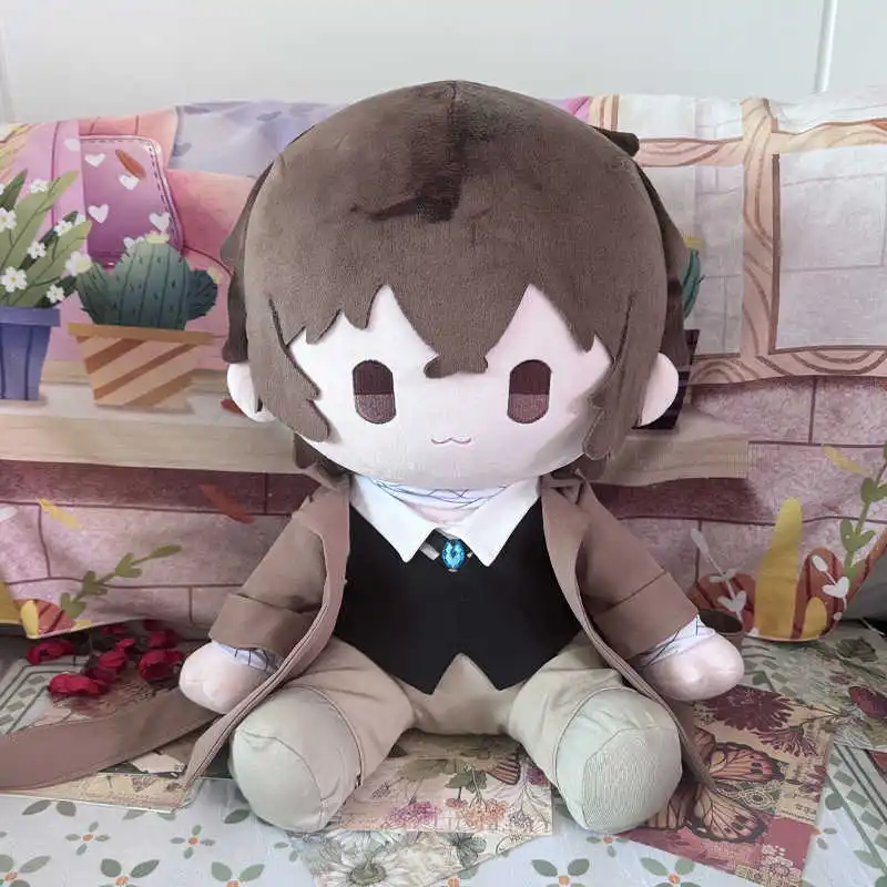 40 centimetri Anime Cani Dazai Osamu Nakahara Chuuya Farcito Seduto Peluche Bambola Giocattolo Peluche con Vestiti Carino Burattino Figura Collezione Regali