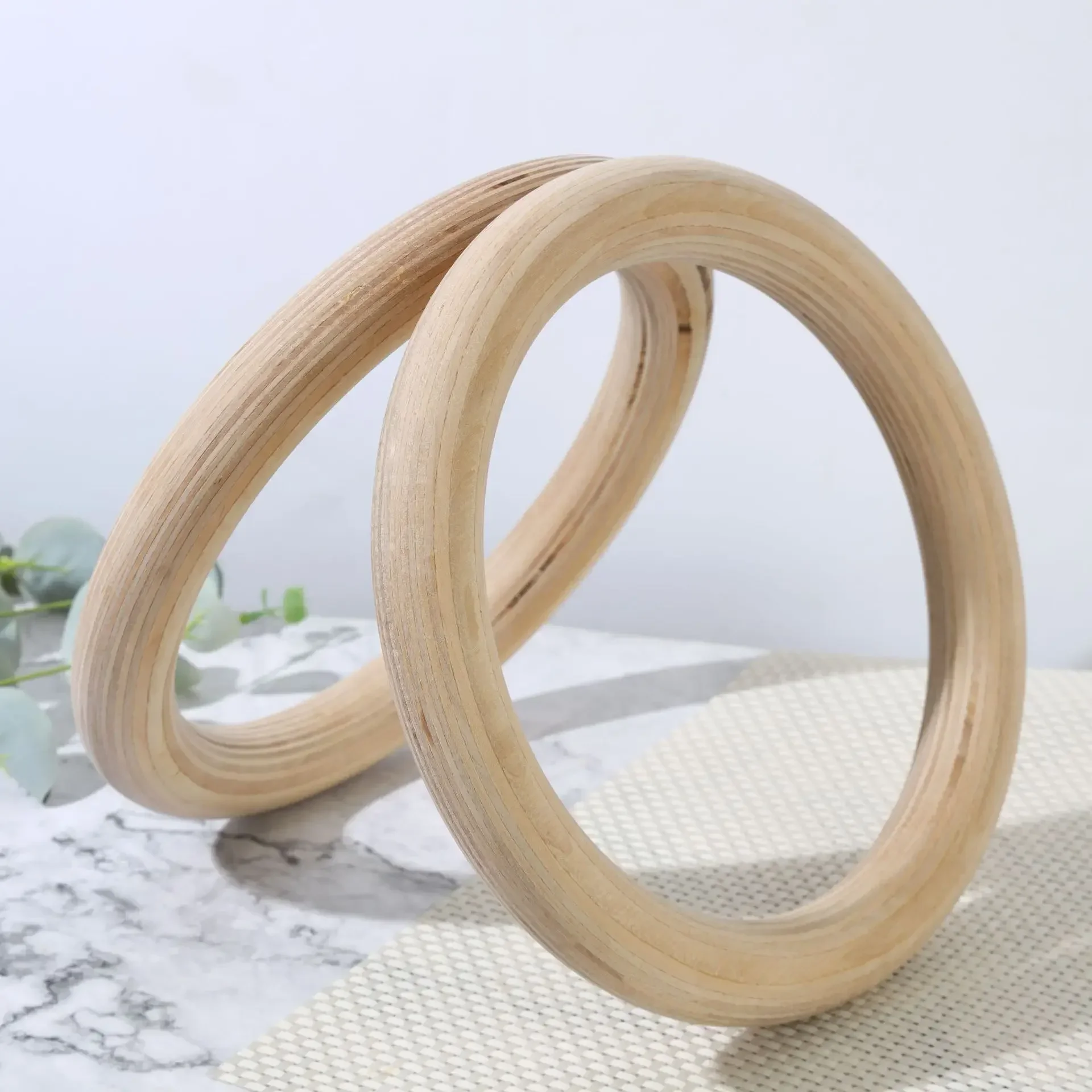 

2pcs/pairs Wood wooden ring 1.1"Portable Crossfit Gymnastics Rings Gym Shoulder Strength Home Fitness Training Equipment