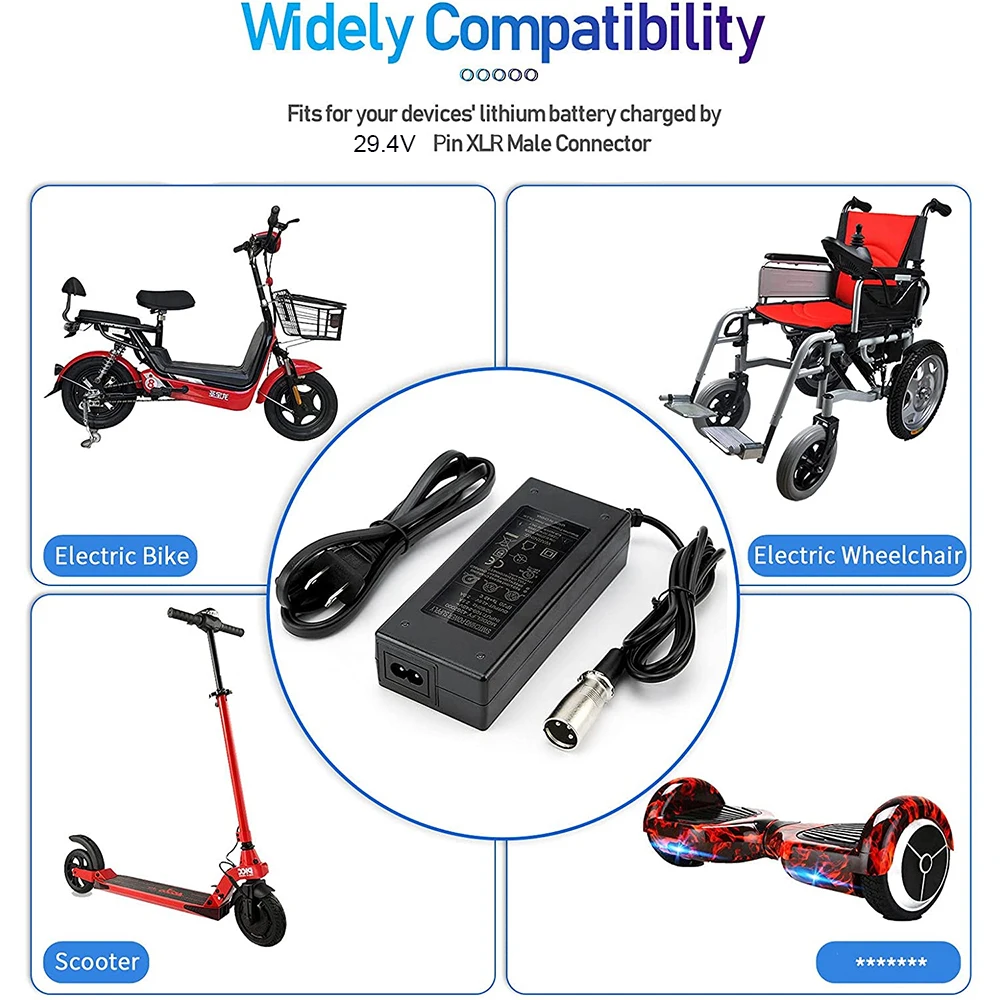 Mobility Lithium Battery Charger,29.4V 24V 2A Quality Mobility Wheelchair Lithium Battery Charger, Power Adapters XLR Connector