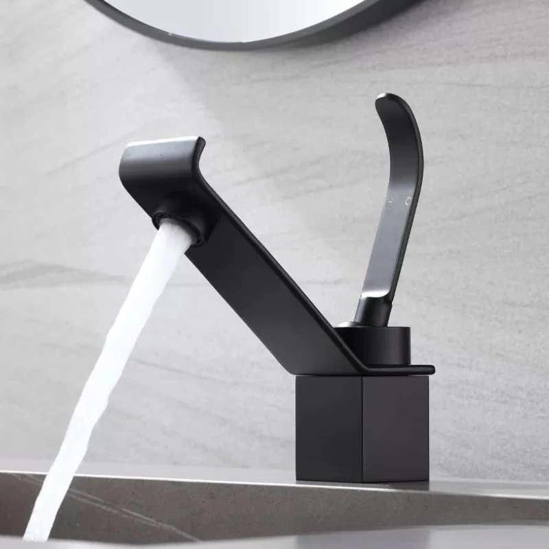 

Смеситель для раковины в ванную комнату, горячая и холодная вода, латунный, золотистый, однорычажный, для установки на столешницу