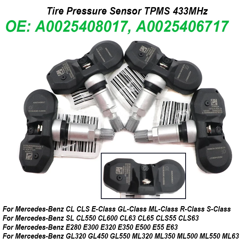 

A0025408017 A0025406717 A0045429818 Датчик давления в шинах 433 МГц Высокое качество для Mercedes-Benz SL CLS E GL ML R S-Class