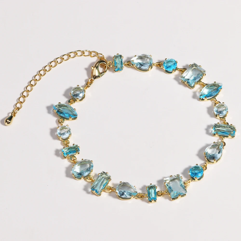 رائعة الأرجواني بحيرة الأزرق الزركون الهندسة على شكل تنس تشيكوسلوفاكيا سوار للنساء أزياء سحر كريستال سلسلة معدنية أساور