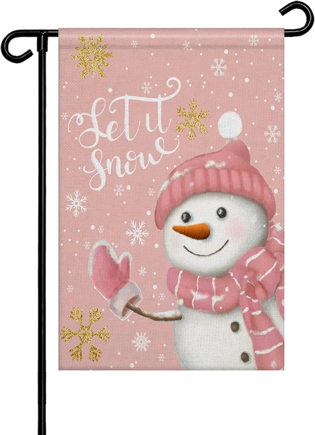 Pink Snowman Christmas Garden Flag Double Sided Xmas Winter Snowflake Let Snow Vertical Yard Flags House Banner for Holiday  yyi