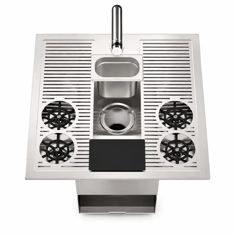 2026 SS304 SS316 Modular Bar Sink Cocktail Prep Area Mesh Four Slots Washer Separate Trash Can Garbage Basket Drip Tray for