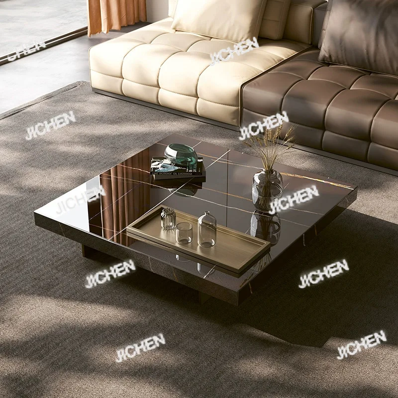 

JC Italian Light Luxury Rock Slab Square Coffee Table Small Apartment Living Room Modern Simple Floor High-end Designer