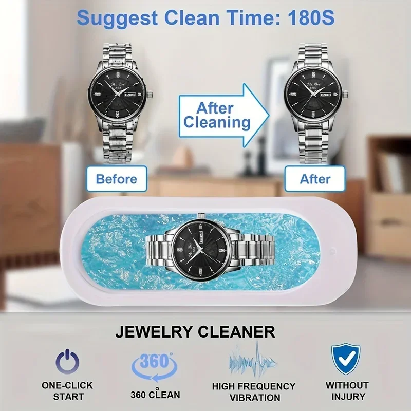 Xiaomi 45KHZ Occhiali ad ultrasuoni Pulizia Macchina per la pulizia dei gioielli ad ultrasuoni Bagno di pulizia ad ultrasuoni ad alta frequenza per gioielli