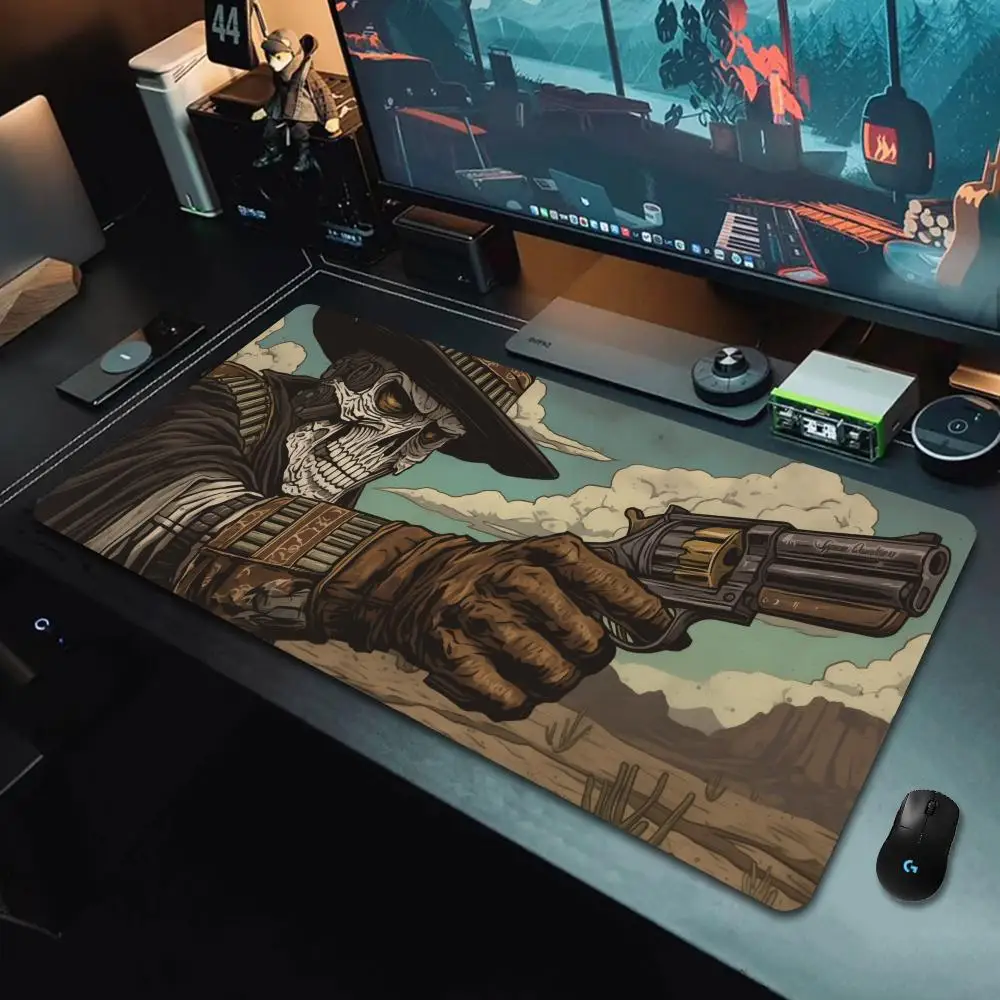 

XXL Large Gaming Mouse Pad, Skull Western Cowboy Style Design, Multi-functional Anti-Slip Desk Mat, Gaming Accessories