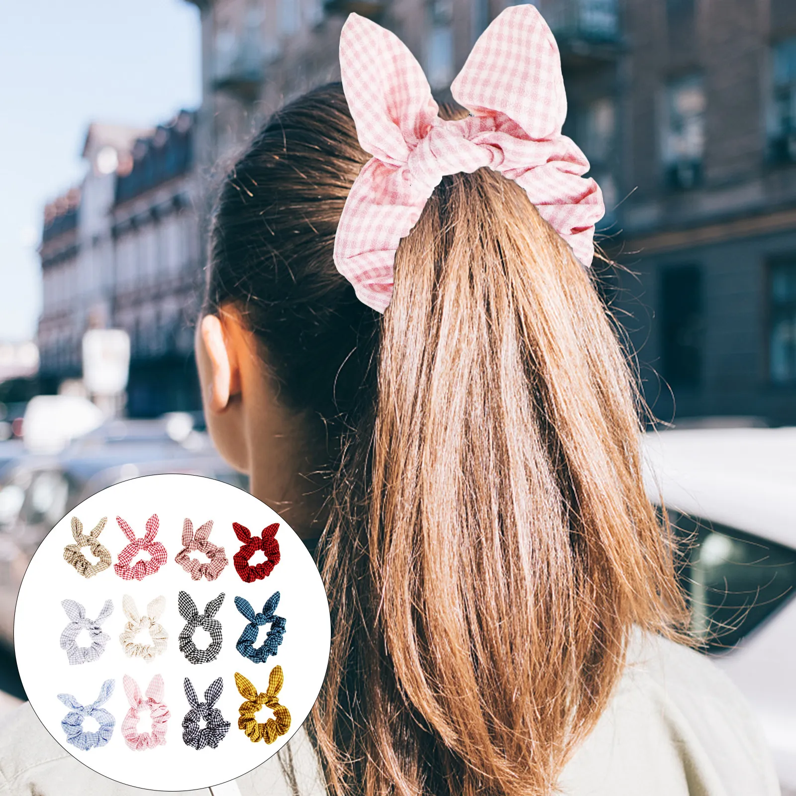 

12Pcs Stylish Rabbit Ears Hair Scrunchies Comfortable Elastic Bow Design Women Hair Accessories Special Occasions