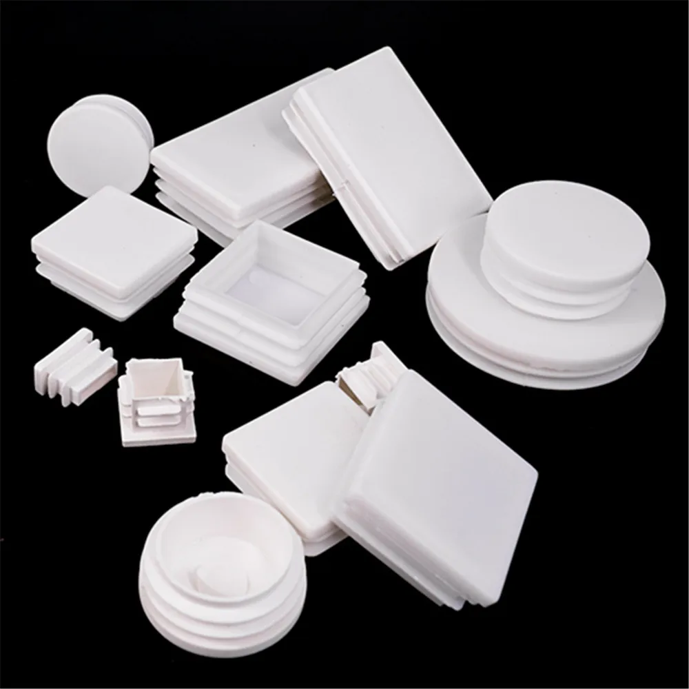 White Square Plastic Blanking End Cap Caps Tube Pipe Inserts Plug Bung Rectangle Insert For Chair Leg Pipe 15x15 35x35 50x50mm