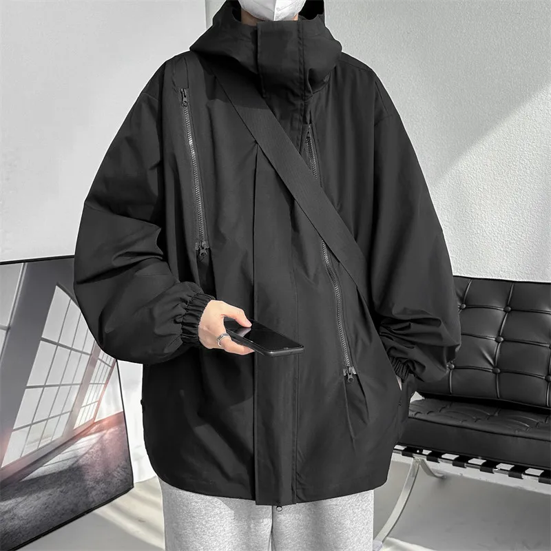 

American Sle Outdoor Windproof Jaet Men's Spring Autumn New Trendy Brand Hooded Climbing Casual Coat Youth Polyester Fiber