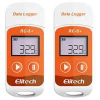 Elitech-grabador de datos de temperatura reutilizable, RC-5 + PDF, USB, 32000 puntos para refrigeración, transporte de cadena de frío, 2 unidades