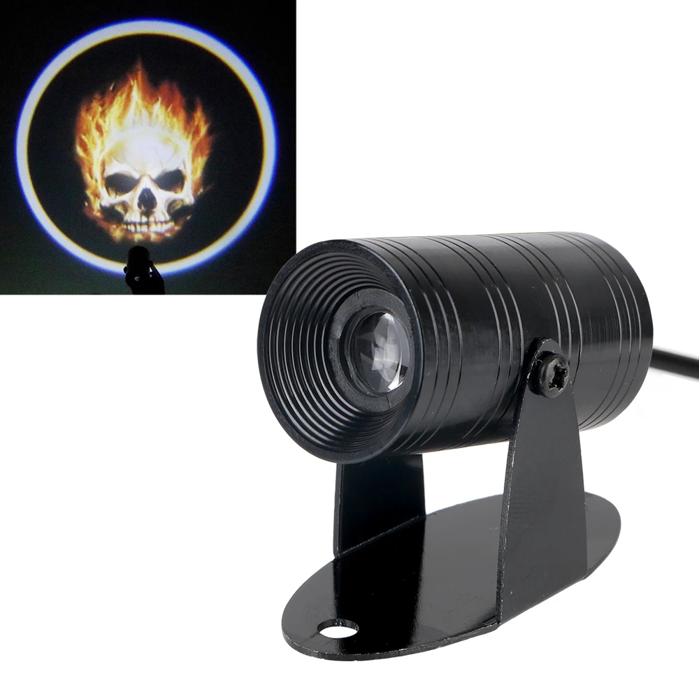 3D LED Logo Light Tail Lighting Motorcycle Spotlight Ghost Rider Flaming Skull Logo Laser Projector Fog Lamp