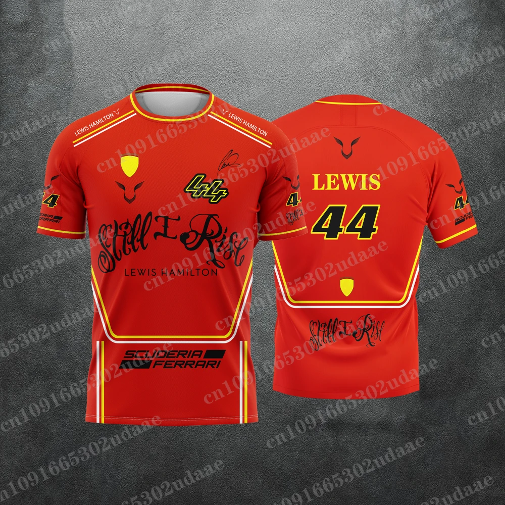 2425 new racing competition, driver number 44 Lewis fan red summer men's T-shirt casual sports short sleeved shirt