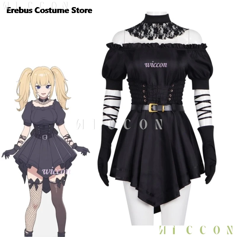 أزياء الهالوين التأثيرية غروك AI Ani التأثيرية فستان لوليتا القوطية ذيول مزدوجة ملابس سوداء لمحبي النساء ملابس أنيمي