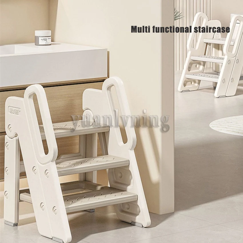 Kids 3 Step Stool With Handles Anti-slip Foldable 3-Step Bathroom Sink Stool For Kids Toddler Toilet Potty Training Upgraded