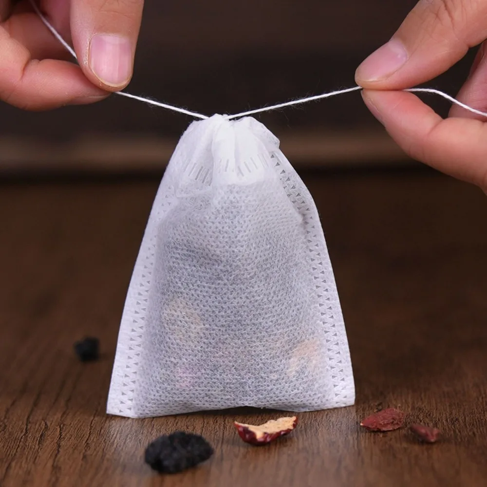 1000-100Pcs Disposable Tea Bags Empty Scented Tea Filter Bags Paper with Drawstring for Coffee Herb Loose Tea Kitchen Tools