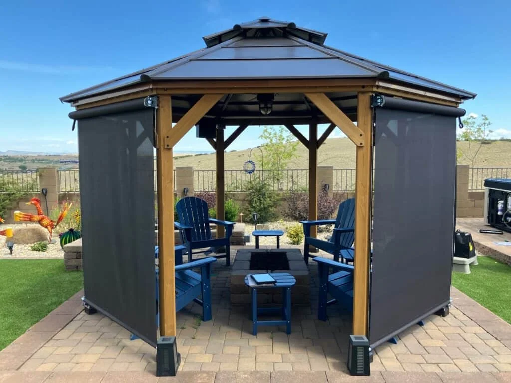 Retractable Outdoor Solar Screen Roller Blinds Windproof Waterproof for Garden Porch Gazebo Patio Pergolas
